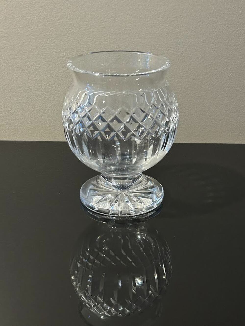 Waterford Crystal Comeragh Footed Flower Vase 6.5 Signed Glass Pattern Vintage